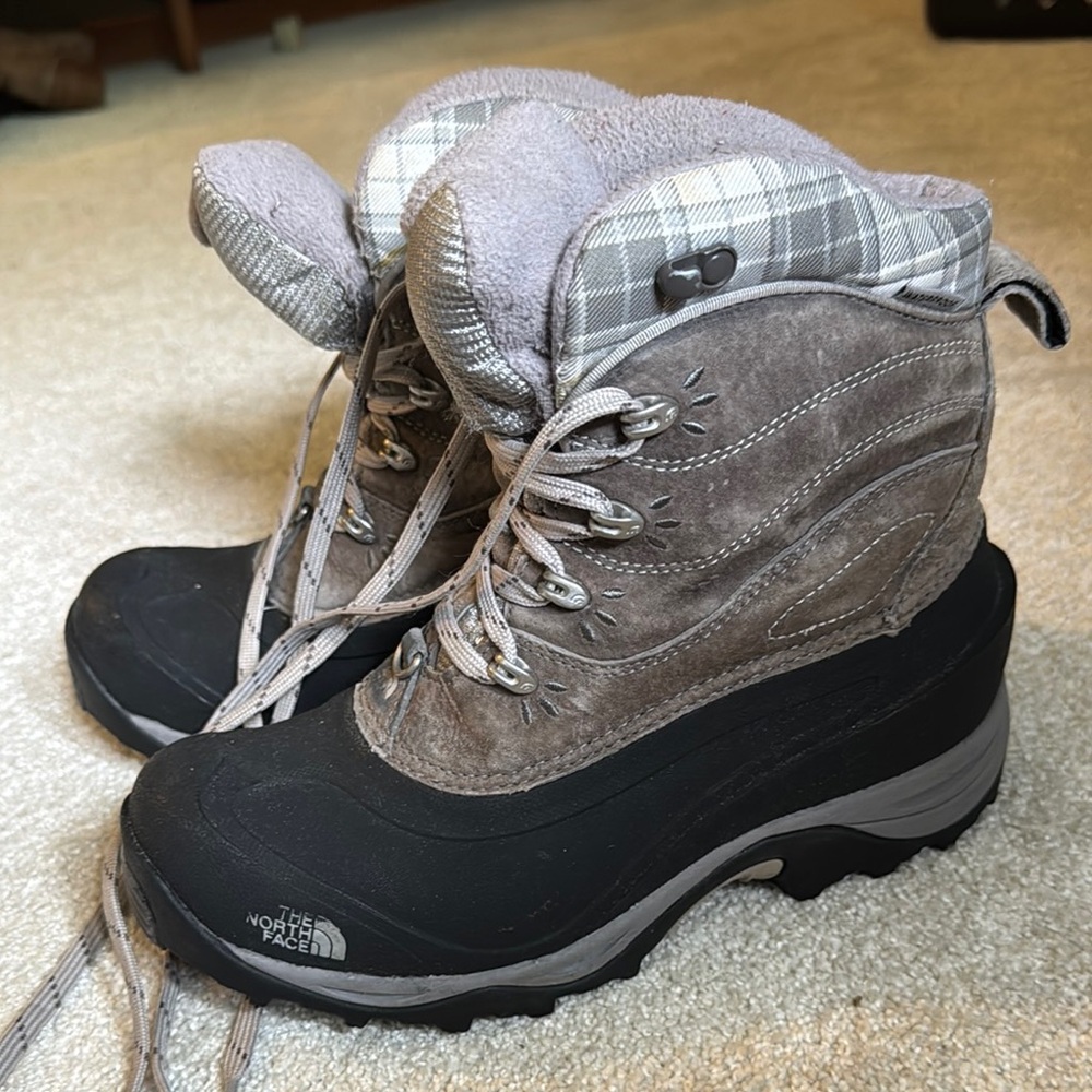 The North Face Gray and Black Winter Boots